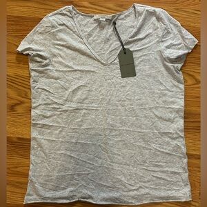 ALL SAINTS Emelyn Tonic V-neck T-Shirt in Grey Size Medium